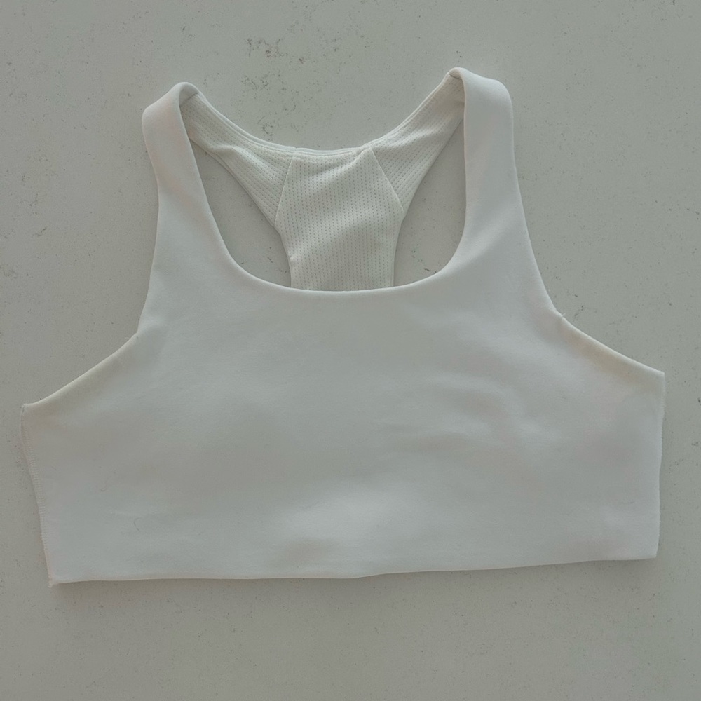 White Racerback Sports Bra Athleta girl